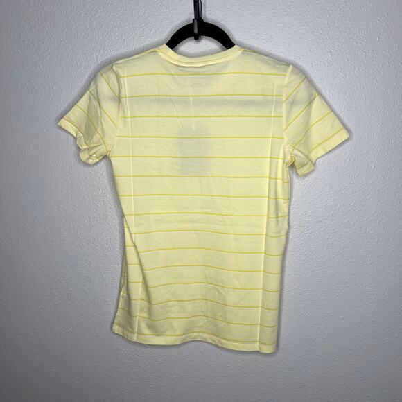 New Everlane Shirt Top Yellow Stripe Cotton Pullover Crew Neck Short Sleeve Sz S - Picture 2 of 4